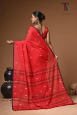 Maharani red mull cotton handloom Saree - Image 6