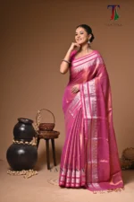 golden panaful tissue cotton handloom Saree - Image 3