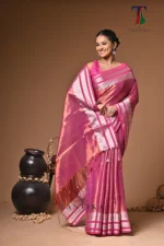 golden panaful tissue cotton handloom Saree - Image 4