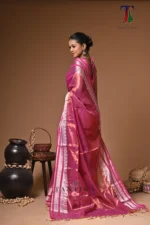 golden panaful tissue cotton handloom Saree - Image 5
