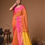 Red gold cotton handloom Saree