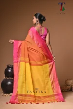 Red gold cotton handloom Saree - Image 6