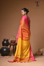 Red gold cotton handloom Saree - Image 5
