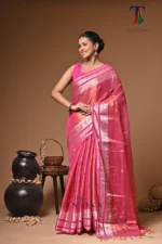 golden rani tissue cotton handloom Saree - Image 3
