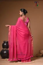 Rani mull Cotton sequence handloom Saree - Image 5