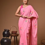 kanak mull Cotton embroidery  Saree