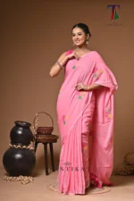kanak mull Cotton embroidery  Saree - Image 2