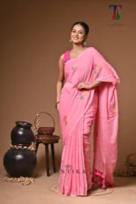 kanak mull Cotton embroidery  Saree - Image 3