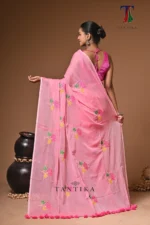 kanak mull Cotton embroidery  Saree - Image 6