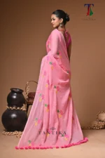 kanak mull Cotton embroidery  Saree - Image 5