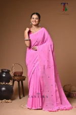 Pink Chumki Cotton Saree