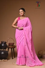 Pink Chumki Cotton Saree - Image 2