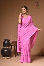 Pink Chumki Cotton Saree - Image 3
