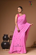 Pink Chumki Cotton Saree - Image 4