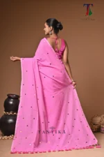 Pink Chumki Cotton Saree - Image 5