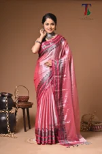 Rose Pink Lavanya  tissue cotton handloom Saree
