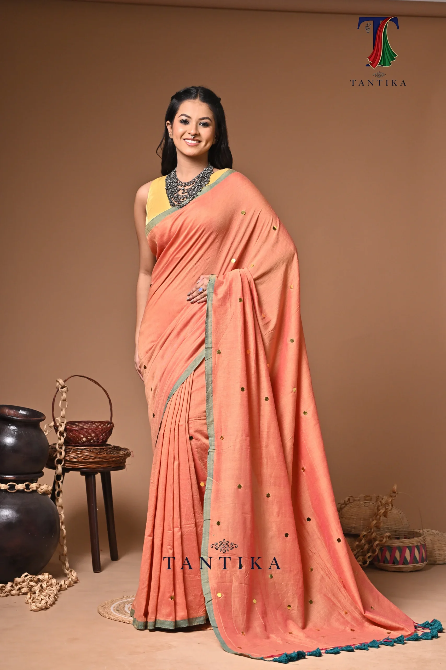 saree 1 Pakriti Chumki Cotton Saree - Image 1