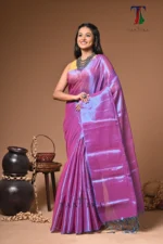 Mehbooba purple tissue cotton handloom Saree - Image 2