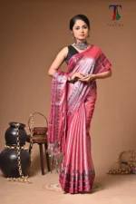 Rose Pink Lavanya  tissue cotton handloom Saree - Image 5