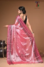 Rose Pink Lavanya  tissue cotton handloom Saree - Image 6