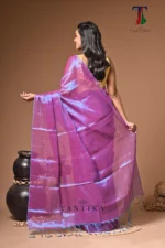 Mehbooba purple tissue cotton handloom Saree - Image 5