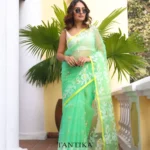 Pure Masline Rose Jamdani saree