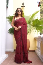 Pure Mull Cotton Chikonkari saree