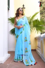 Pure Mull Cotton Butterfly Hand Printed Saree