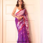 Pure Masline Rose Jamdani saree