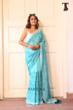 Pure Mull Cotton Chikonkari saree