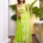 Pure Masline Rose Jamdani saree