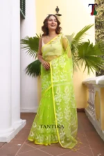 Pure Masline Rose Jamdani saree