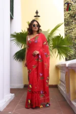 Pure Mull Cotton Butterfly Hand Printed Saree