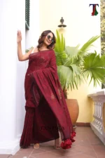 Pure Mull Cotton Chikonkari saree - Image 2