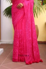 Pure Masline Rose Jamdani saree - Image 3