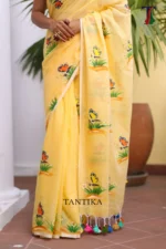 Pure Mull Cotton Butterfly Hand Printed Saree - Image 3
