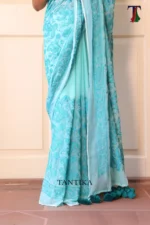 Pure Mull Cotton Chikonkari saree - Image 3