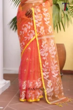 Pure Masline Rose Jamdani saree - Image 3