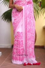 Pure Mull Cotton Chikonkari saree - Image 3