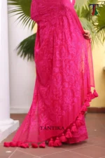 Pure Masline Rose Jamdani saree - Image 4