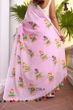 Pure Masline Rose Jamdani saree - Image 5