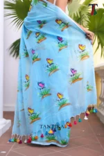 Pure Mull Cotton Butterfly Hand Printed Saree - Image 4