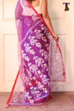 Pure Masline Rose Jamdani saree - Image 4