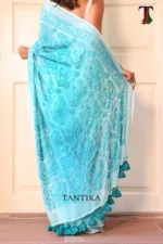 Pure Mull Cotton Chikonkari saree - Image 4