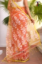 Pure Masline Rose Jamdani saree - Image 4