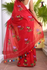 Pure Mull Cotton Butterfly Hand Printed Saree - Image 4