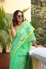 Pure Masline Rose Jamdani saree - Image 5