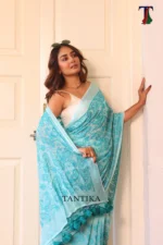 Pure Mull Cotton Chikonkari saree - Image 5