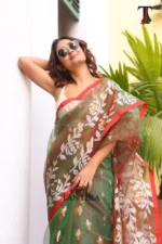 Pure Mull Cotton Butterfly Hand Printed Saree - Image 5