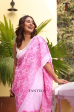 Pure Mull Cotton Chikonkari saree - Image 5